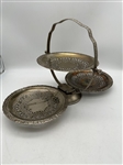 Kent Silversmiths Silver Plate 3 Tier Folding Sandwich Tray