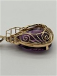14k Gold Pear Shaped 1.5 Amethyst Pendant
