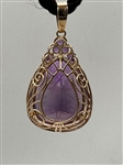 14k Gold Pear Shaped 1.5 Amethyst Pendant