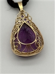 14k Gold Pear Shaped 1.5 Amethyst Pendant