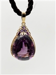 14k Gold Pear Shaped 1.5 Amethyst Pendant