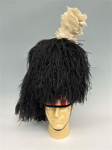 Early 20th Century Scottish Bagpipes Bonnet With Ostrich Feathers