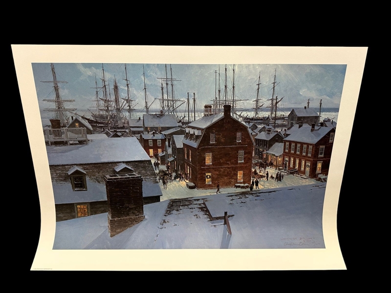 Christopher Blossom Lithograph "December Moonrise"