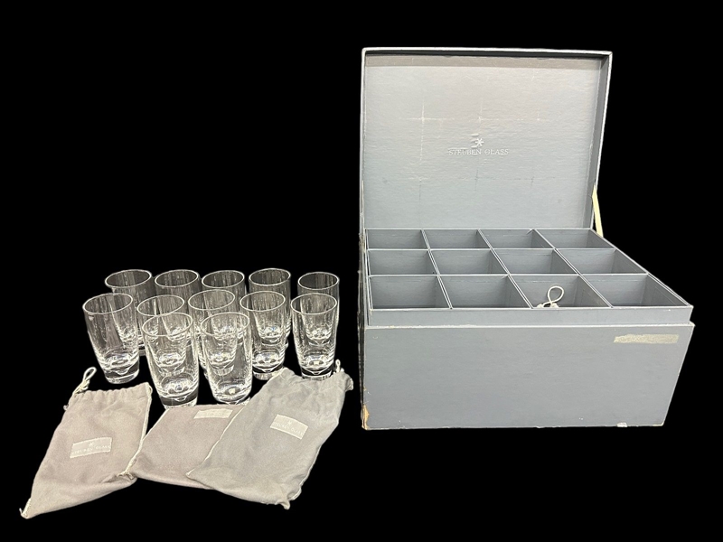 (12) Steuben Glass Water Flat Tumblers in Original Fitted Box With Bags