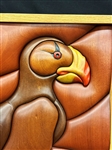 Doug Hudson Rare Hand Carved Sculptured Wood Mural Puffin 1985