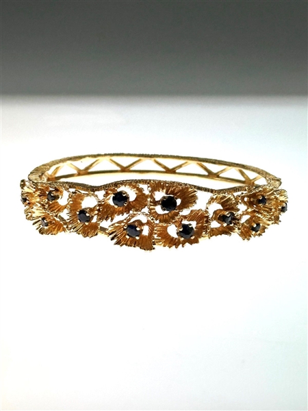 14k Yellow Gold Sapphire Bangle Bracelet