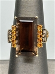 14k Large Citrine and Diamond Ring