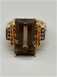 14k Large Citrine and Diamond Ring