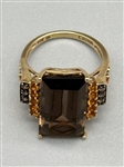 14k Large Citrine and Diamond Ring