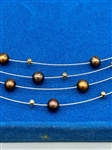 Adi Paz 14k Smoky Pearl Chocolate Multi Strand Wire Necklace