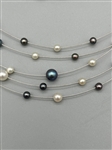 18k Multi Wire Strand Pearl Necklace and Matching Bracelet
