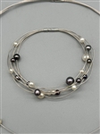 18k Multi Wire Strand Pearl Necklace and Matching Bracelet