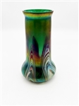 Signed Austrian Green Favrile Glass Vase