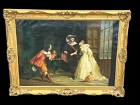 Oil on Canvas Musketeer in Gilt Gesso Frame