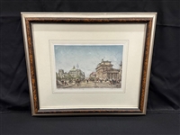 Wolfgang Tritt Hand Tinted Etching Matted and Framed "Berlin Brandenburg Gate"