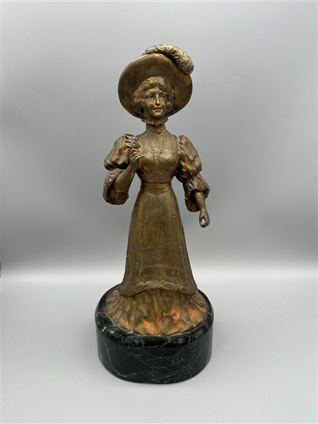 Victorian Bronze Woman on Marble Base