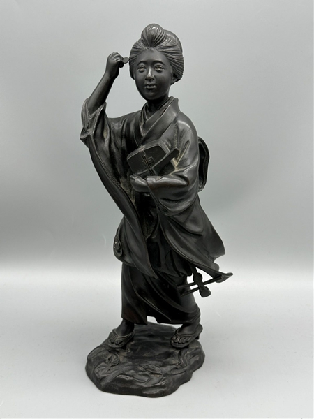 19th Century Japanese Meiji Period Bronze Woman