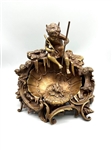 Continental Cherub Bronze on Shell Figural Inkwell