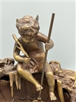 Continental Cherub Bronze on Shell Figural Inkwell