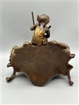Continental Cherub Bronze on Shell Figural Inkwell