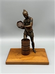 Bronze Sculpture of a Man on Wooden Base