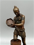 Bronze Sculpture of a Man on Wooden Base