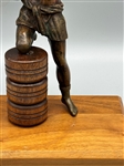 Bronze Sculpture of a Man on Wooden Base
