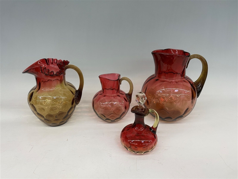 (4) Pieces of Early Amberina Glass