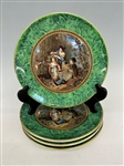 (4) F.R. Pratt Faux Malachite Rim Plates