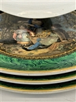 (4) F.R. Pratt Faux Malachite Rim Plates