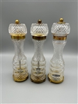 (3) French Crystal Diamond Cut Salt & Pepper Mills