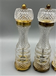 (3) French Crystal Diamond Cut Salt & Pepper Mills