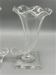 Pair Steuben Glass Cornucopia Vases