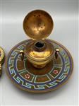 Pair Brass Inkwells