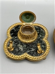 Pair Brass Inkwells