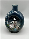 Art Glass Hand Painted Flask With Flowers