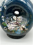 Art Glass Hand Painted Flask With Flowers