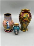 (3) 19th Century French Enamel Champleve Cabinet Vases