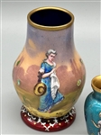 (3) 19th Century French Enamel Champleve Cabinet Vases