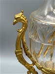 Pair French Gilt Crystal and Brass Vase Holders Bird Detail