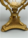 Pair French Gilt Crystal and Brass Vase Holders Bird Detail