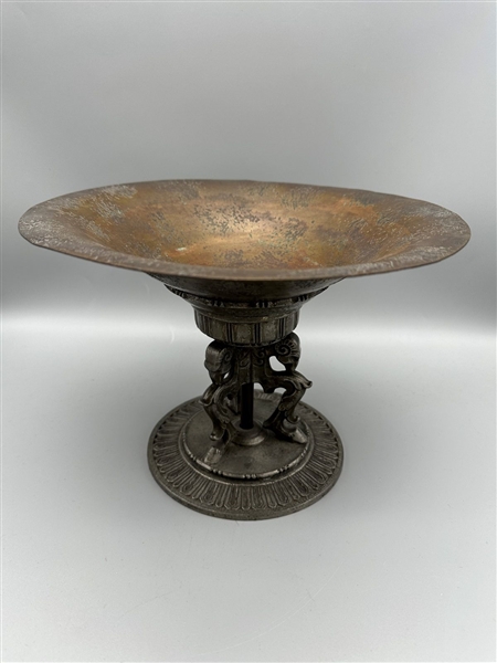 Oscar Bach Deco Acid Etched Metal Compote