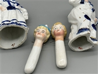 Pair Porcelain Child Clown Nodders