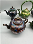(6) Japanese Cloisonne Enamel Miniature Teapots