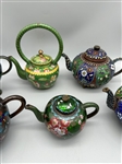 (6) Japanese Cloisonne Enamel Miniature Teapots