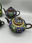 (6) Japanese Cloisonne Enamel Miniature Teapots