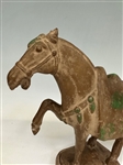 Mid Century 20th Century Tang Terracotta Horse Sculptures on Matching Stands