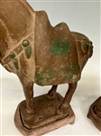 Mid Century 20th Century Tang Terracotta Horse Sculptures on Matching Stands