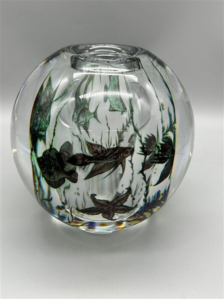 Edward Hald Orrefors Crystal Graal Aquarium Fish Vase