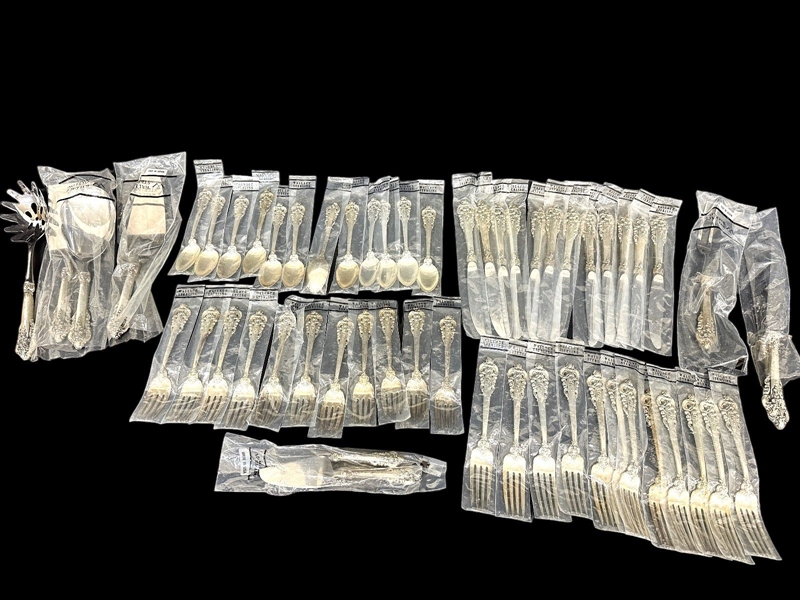 Wallace Sterling Silver 1941 Grand Baroque Flatware in Original Bags